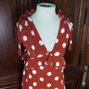 Forever 21 Polka Dot Maxi Dress - Rust and White - Size M